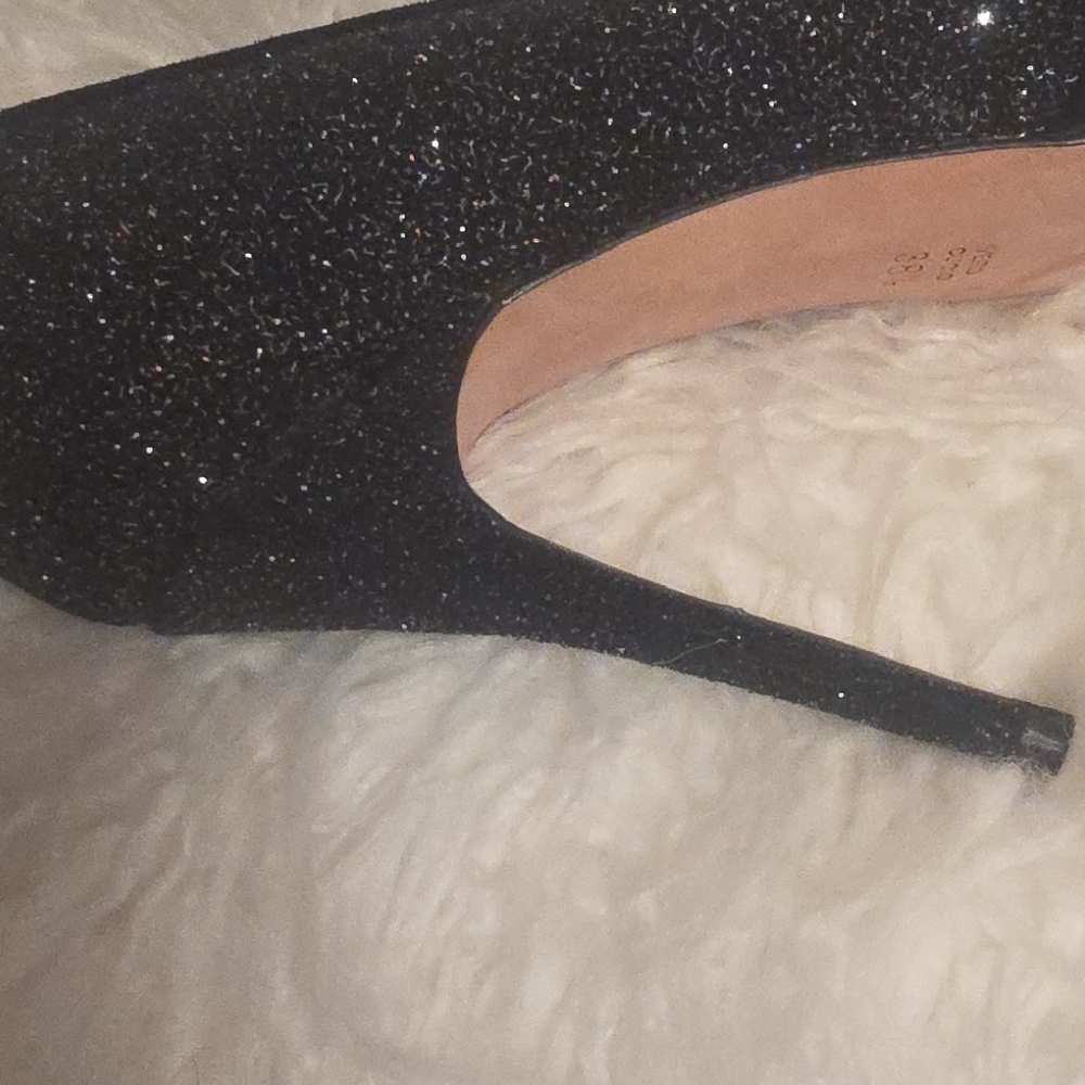 Jean-Michel Cazabat Black Glitter Pointed-Toe Stiletto Heels 4 Inches Heel 38.5 - Picture 13 of 15